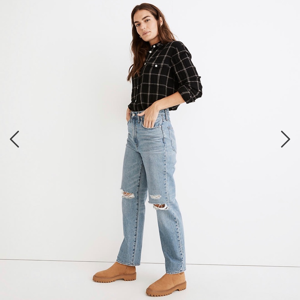 Madewell - The Perfect Vintage Straight Jean in Berrimore Wash: Ripped Edition